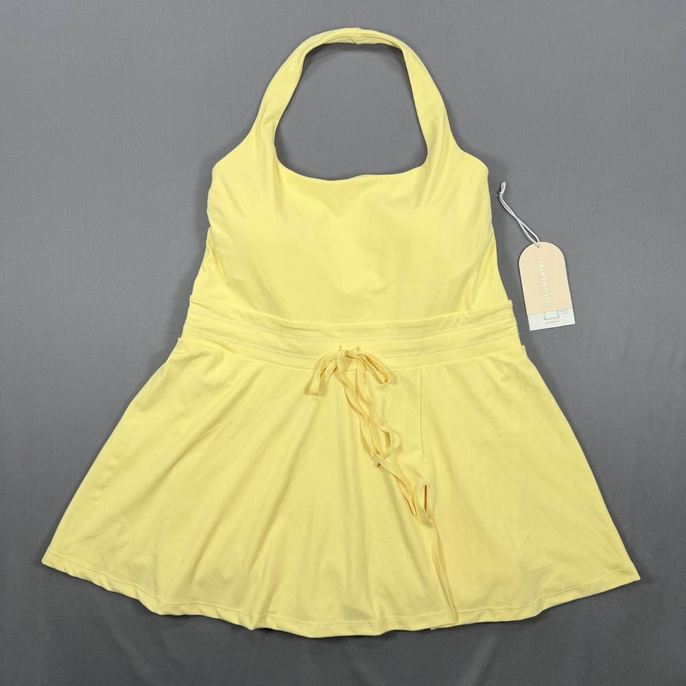 Blogilates Womens 1X Yellow Game Set Match Dress Halter Athletic Tennis Skort